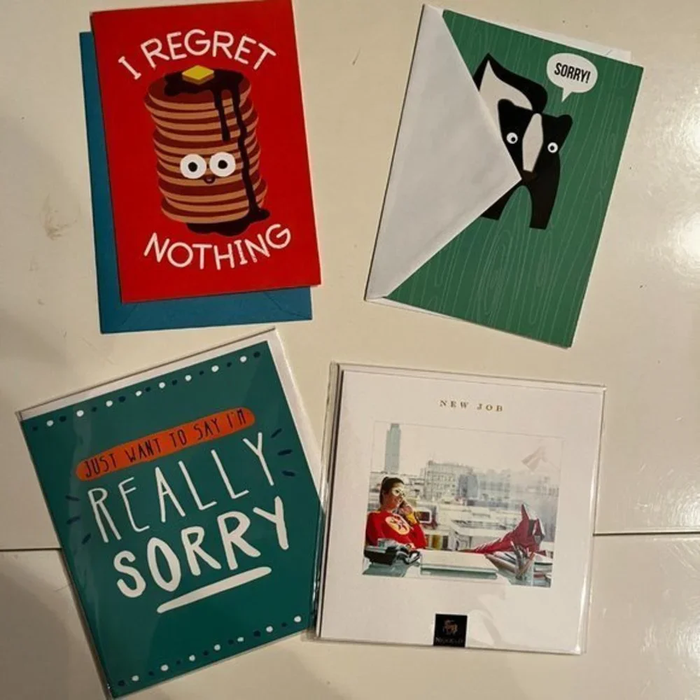 I'm Sorry /‎ New Job / Blank Greeting Card (Lot of 4 Cards) (new)